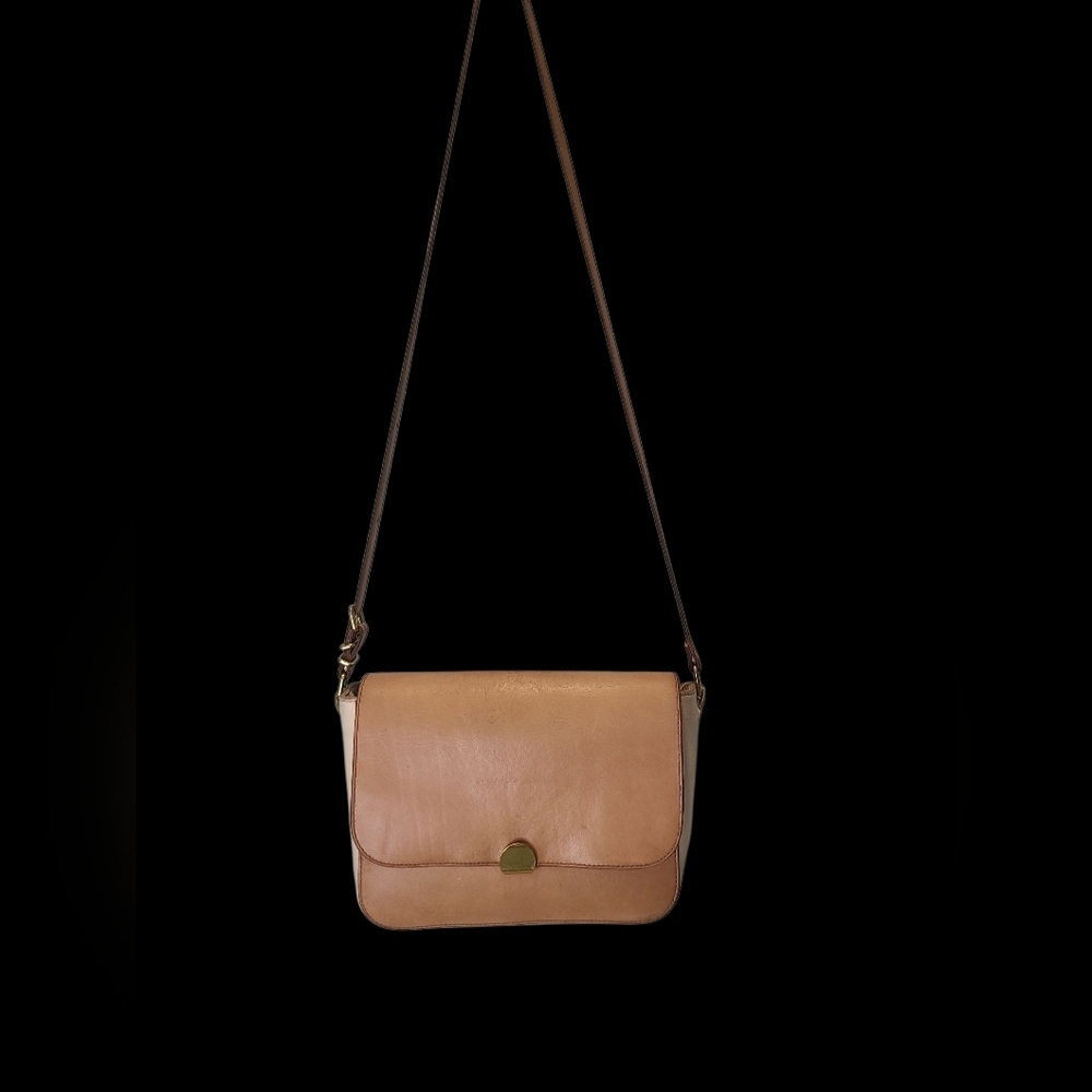 Madewell Abroad Classic Tan And Cream Thick Leather Shoulder/ Crossbody Bag - Picture 2 of 10
